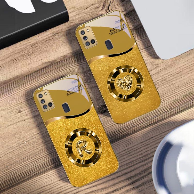 Блестящее золотое кольцо Для Samsung A 31 32 A33 A34 35 14 A15 13 16 25 26 50 52 53 54 55 56 70 71 72 73 Золотой стеклянный чехол для телефона