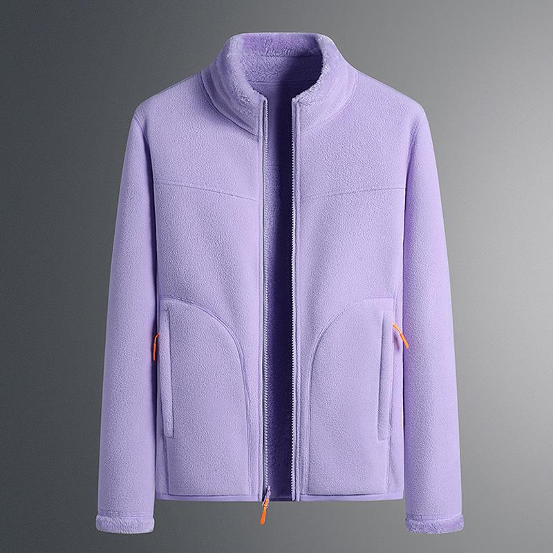 Double-sided Wear Comfortable Polar Fleece Plus Fleece Hoodie Men's Winter Coral Fleece Coat Middle-aged Men and Women Couples Winter Wear
