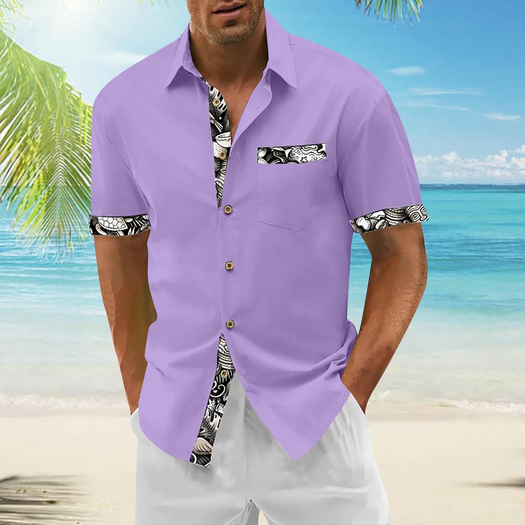 Гавайская рубашка для мужчин, мужские винтажные рубашки для боулинга на пуговицах, летняя пляжная рубашка с коротким рукавом