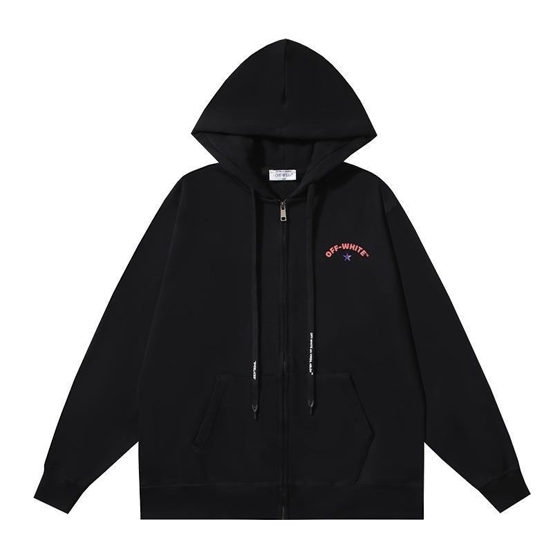 1232 Off-White 2026 Autumn/Winter New OW Star Arrow Pattern Men's and Women's Zipper Hoodie
