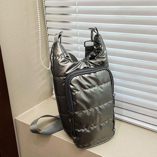 Сумка для стакана с водой с широким плечевым ремнем, карманами на двойной молнии, водонепроницаемой тканью, регулируемым ремнем, стеганой тканью, сумка для телефона