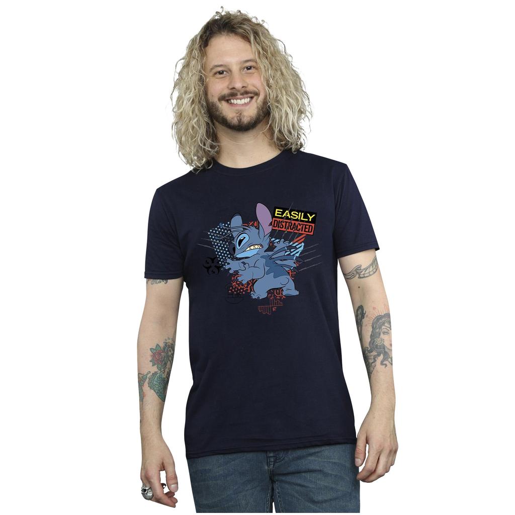 Disney Mens Lilo And Stitch Easily Distracted T-Shirt