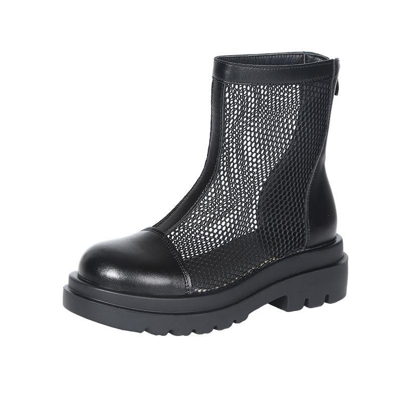 2025 короткие ботинки сетчатые полые дышащие ботинки универсальная женская обувь маленькие на тонкой подошве крутые ботинки весна и осень ботинки Мартин женские