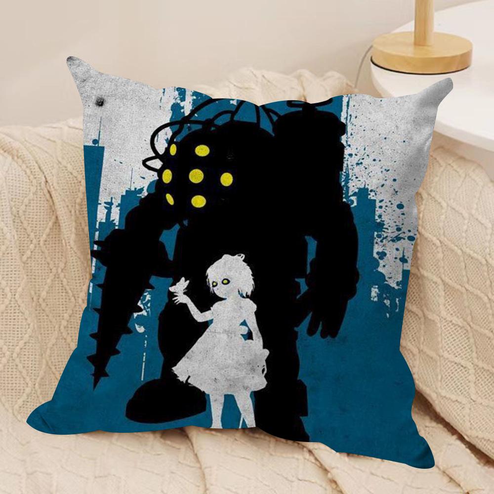 Fanart BBioshock RRapture Cushion Cover Soft Plush Fabric DoubleSided Printed Sofa Cushion Cover for All Seasons Home Decor