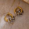 Niche Design Personality Cold Style Large Small Circular Two Tone Stainless Steel Earrings Detachable Multi Ear Buckle For Women
