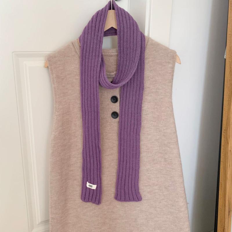 Scarf Atmosphere New Fashion Long Thin Baguette Dopamine Color Knitted Wool Scarf Scarf