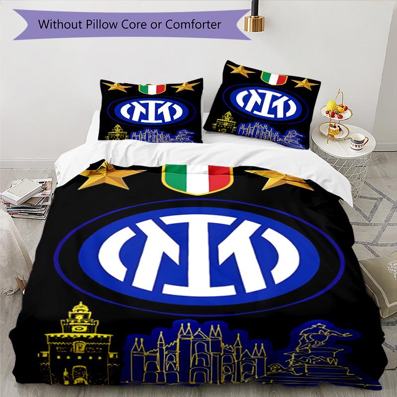F.C. Internazionale Milano Printed Pattern Duvet Cover Set – includes 1 duvet cover and 2 matching pillowcases Bedroom decor Christmas gifts