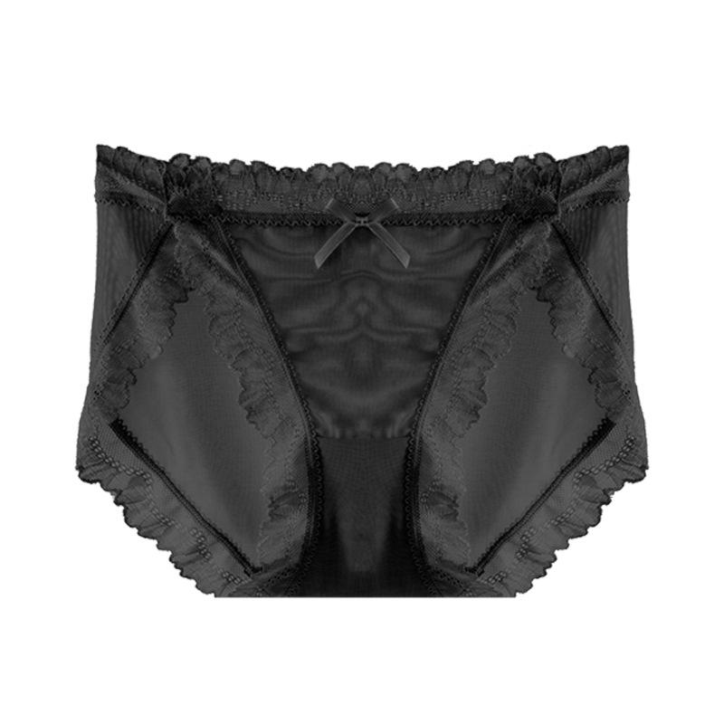 French Women Lace Panties Sexy Underwear with Low Waist Hip Lifting Mesh Transparent Hollow Out Comfortable Breathable Girl's Underwear
