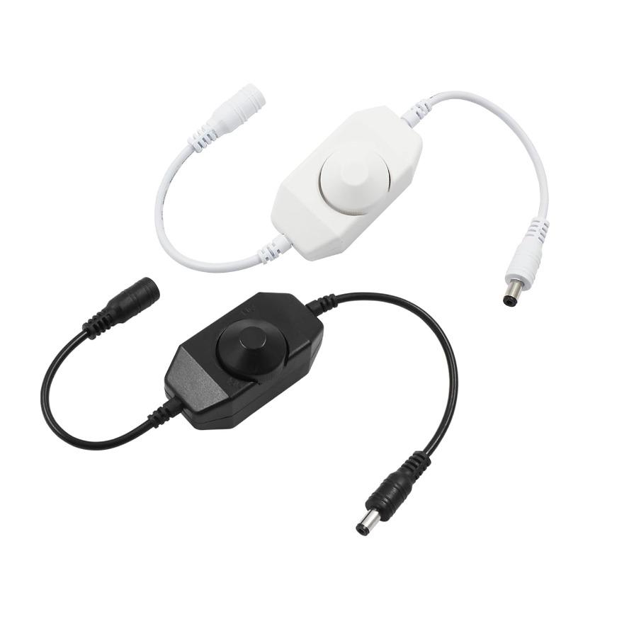 5V/12V 24V LED Knob Dimmer Switch DC USB Female To Male Extension Cord with Rotary ON OFF Controller White Black Strips Lights