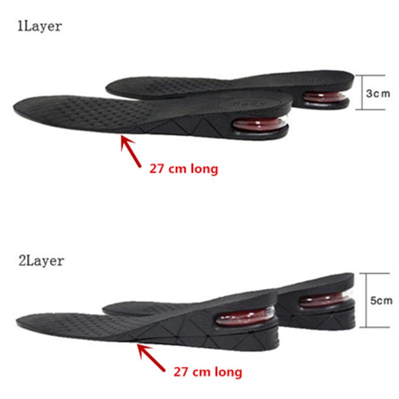 3-9 Cm Height Increase Insole Cushion Height Adjustable Cut Shoe Heel Insert Taller Women Men Insole
