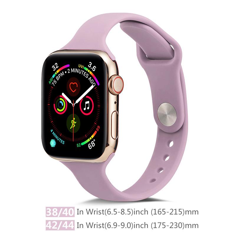 Мягкий тонкий силиконовый спортивный ремешок для Apple Watch 5 4 3 2 1 38 мм 42 мм, резиновый ремешок для часов для Iwatch series 5 4 40 мм 44 мм