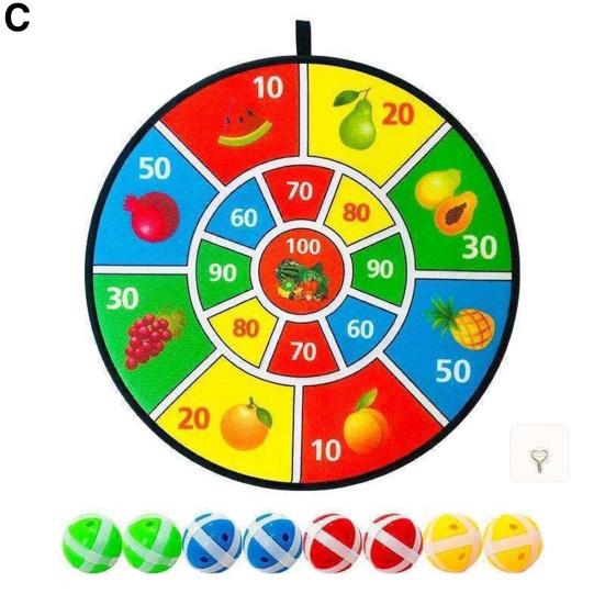 1 Set Gooey Ball Dart Board Sticky Balls Colorful Animal Print Great Stickiness Wall-mounted Kids Decompression Throwing Target Ball