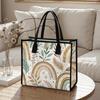 Boho Rainbow Leaves Pattern Tote Bag Casual Daily Use Portable Handbag for Women Shopping Travel Commute