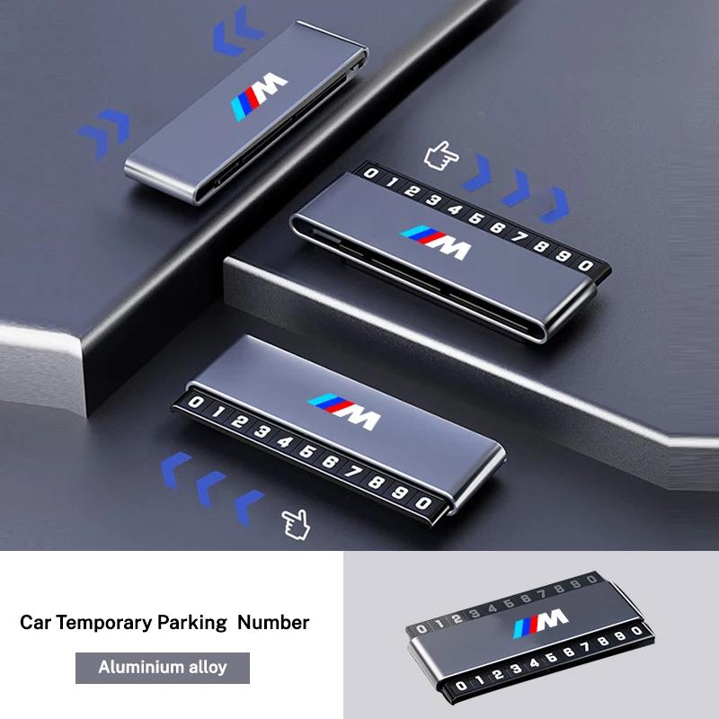 BAGG9 Car Sticker Aluminium Alloy Car Temporary Parking Card Phone Number Plate For BMW M Emblem M3 M5 X1 E46 E36 E34 F10 E90 F30 E60