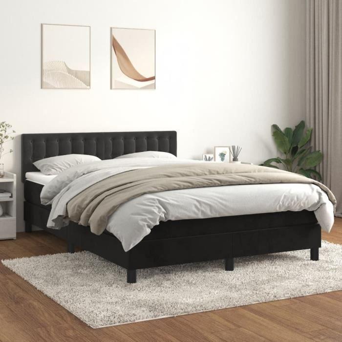 VidaXL Divan Bed with Mattress Black 140x190 Cm Velvet 3141541