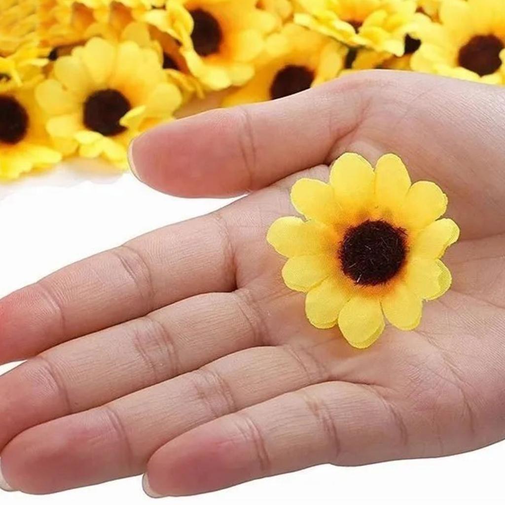 100 шт. Искусственная маленькая ромашка Милая DIY Ручная работа Шелковая маленькая ромашка для офисов Свадеб Желтая