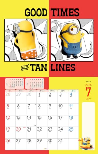 [Purchaser-exclusive Bonus Included] Minions Calendar (Monthly/Wall-hanging/600mm X 380mm) (Plenty of Stickers Included) (Impress Calendar 2026)
