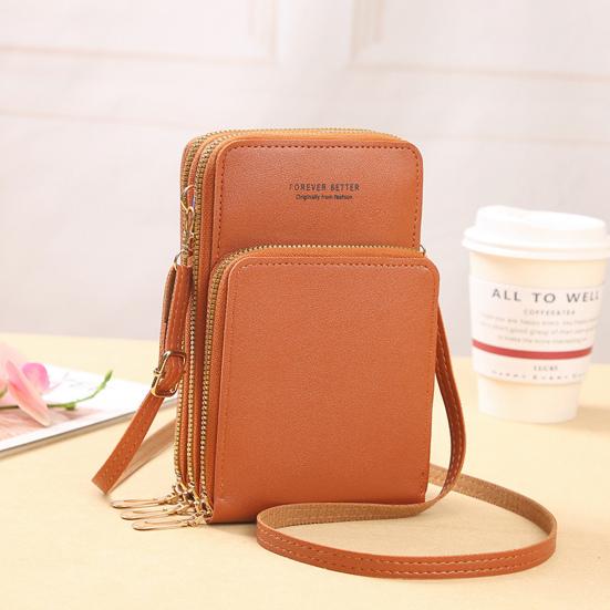 Mobile Phone Bag with Transparent Screen-touching Window Sling Bag Multi Compartments Faux