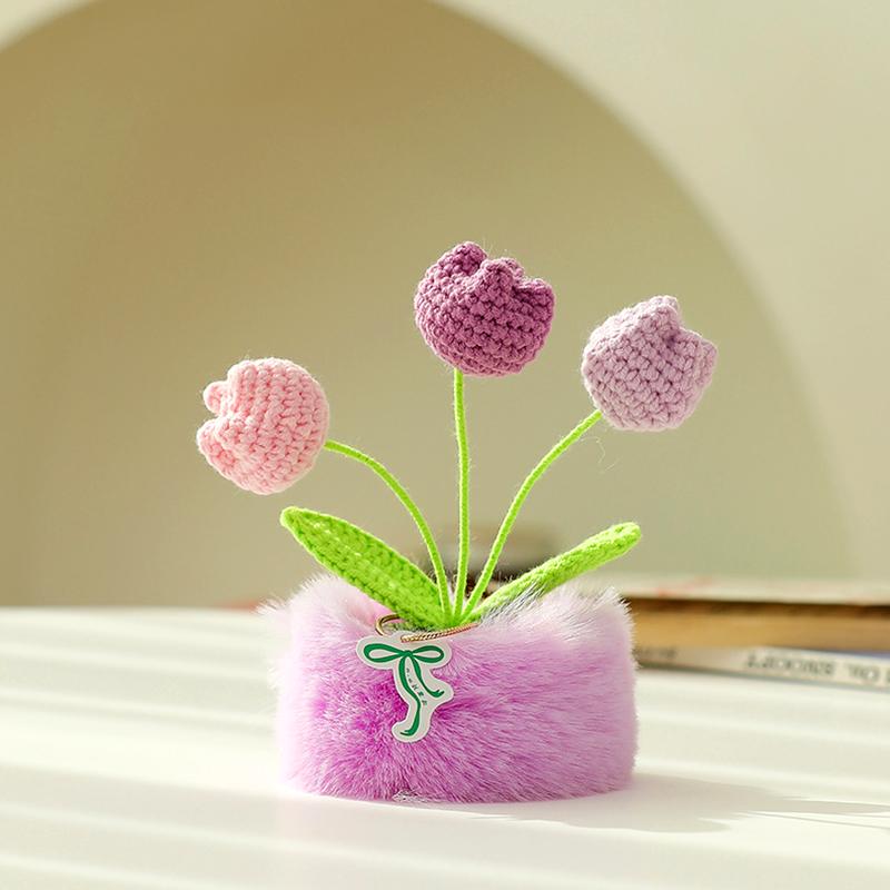 1Pc Simulated Potted Plant Souvenir Plush Home Decoration Plush Holiday Gifts Tulip Yarn Sunflower