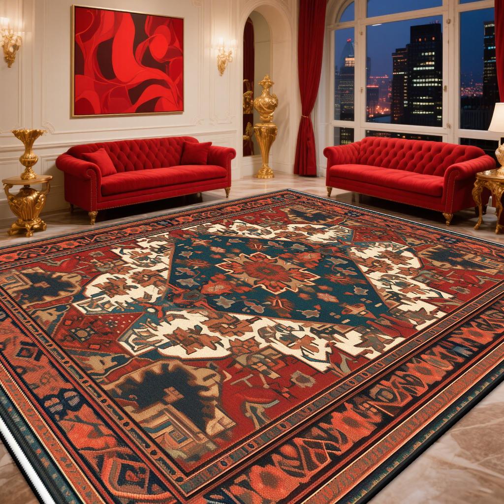 Ретро Персидский Ковер Украшение Гостиной Спальни Богемный Красный Ковры Большой Площади Моющийся Ковер для Гостиной Коврик для Гостиных Кофейных Столиков