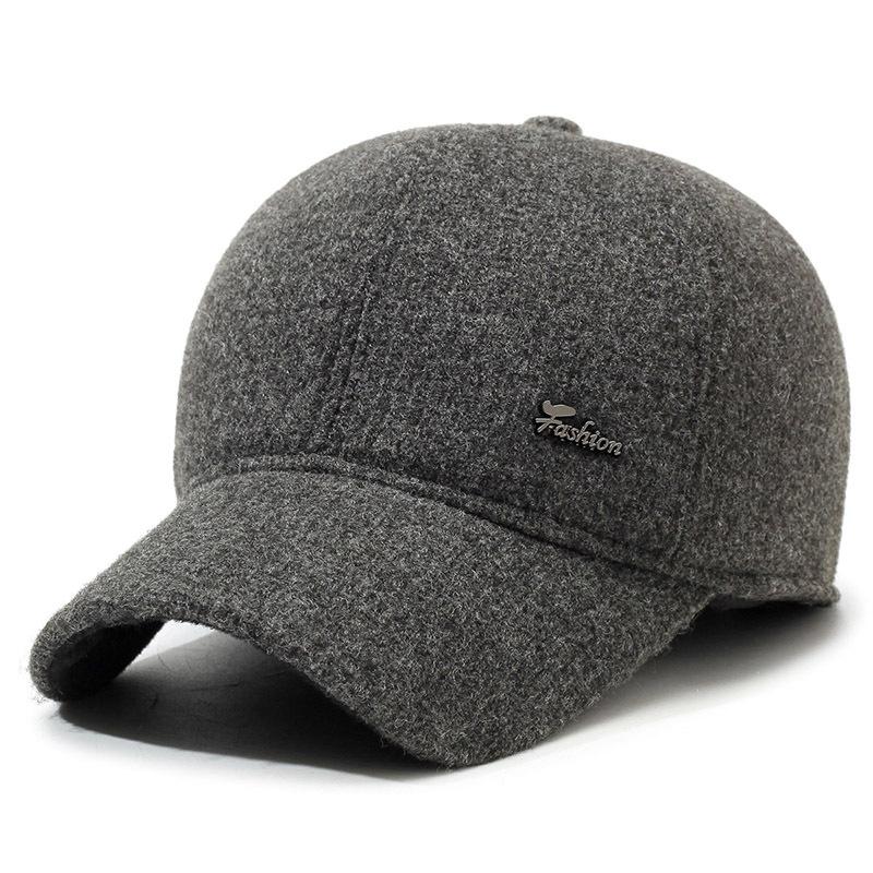 Middle-Aged And Elderly Woolen Baseball Cap Men'S Winter Casual Thickened Warm Cotton Hat Outdoor Riding Cap