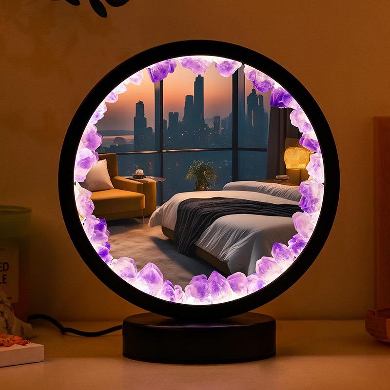Natural Amethyst Crystal Lamp USB LED 3 Color Dimmable No Flicker Night Light StrongHorse Luxury Home Decor Artistic Gift