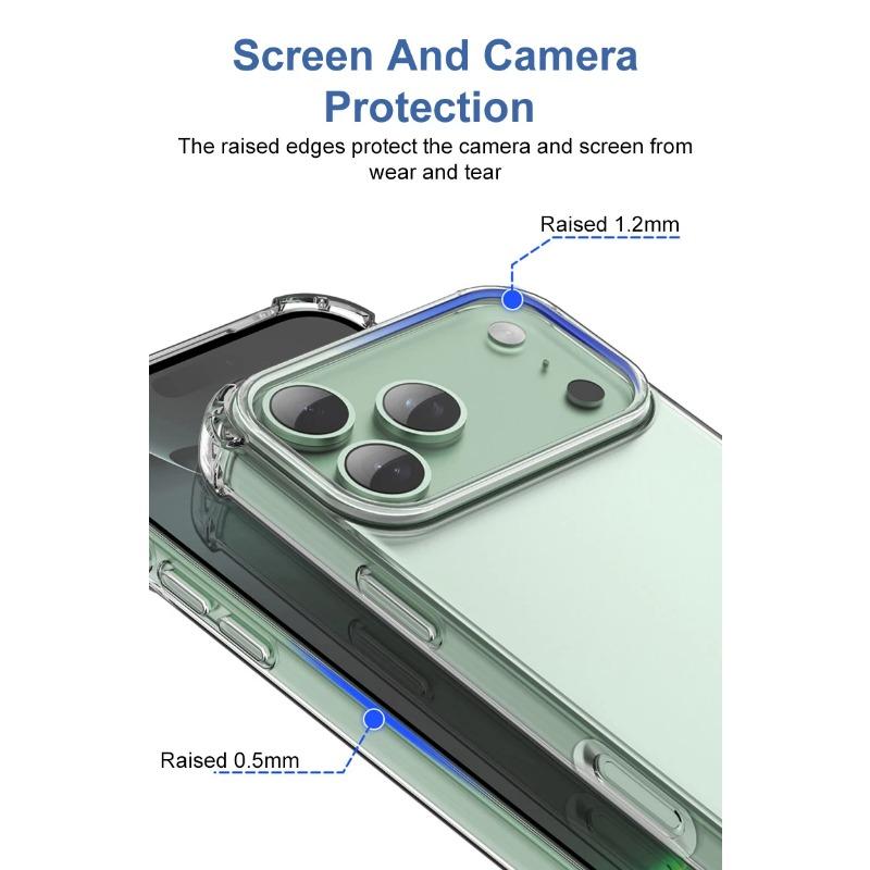 Противоударный мягкий чехол для телефона для iPhone 17 Air Pro Max 16 15 Ультратонкий силиконовый прозрачный чехол с прозрачной задней крышкой защитный чехол Capa