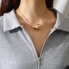 Cross-Border European And American Hot-Selling Stainless Steel Hollow Water Drop Pendant Necklace High-End Women'S Personality Comma Collarbone Chain