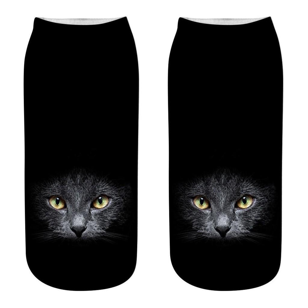Women 3D Novelty Crazy Funny Cat Socks Cute Colorful Cartoon Low Cut Socks
