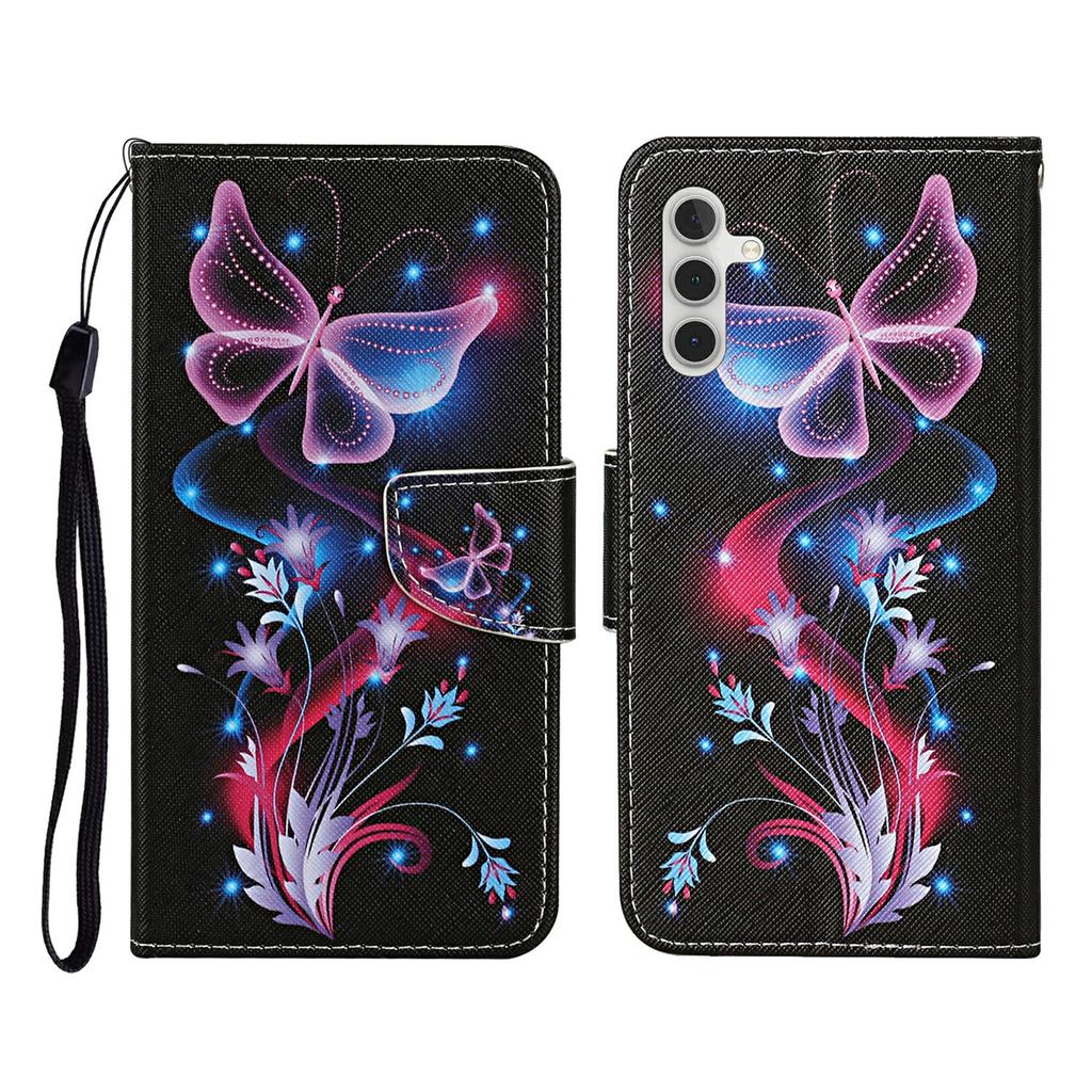 For Samsung Galaxy A17 5G Case Pattern Printing Protective Leather Folio Phone Cover with Wrist Strap