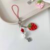 Sweet Y2K Cute Strawberry Mobile Phone Lanyard Lovely Rabbit Four Leaf Clover Star Keychain Bag Charms Girls Fresh Cute Pendant