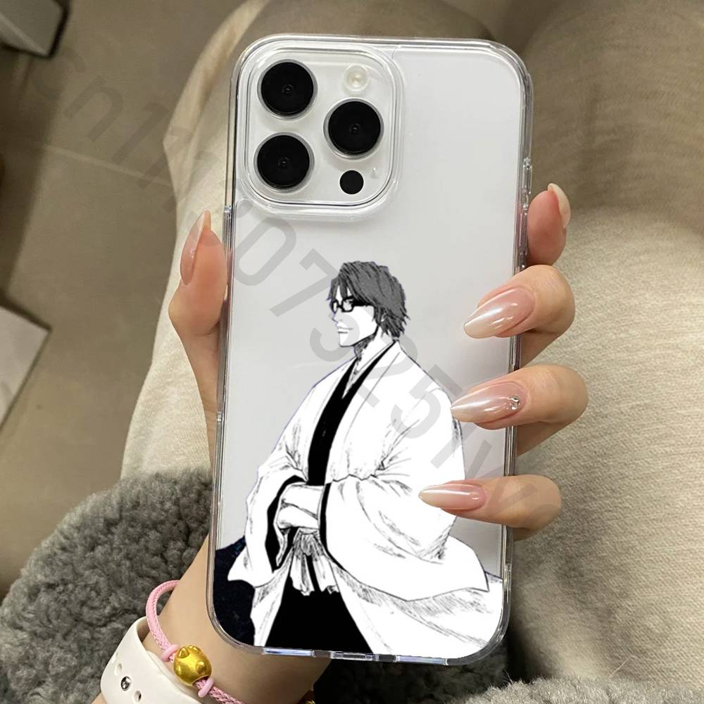 Anime A-Aizen S-Sousuke Phone Case for iPhone 17 16 15 14 13 12 11 Pro Max Plus Air Mini 16E ProMax Transparent Case