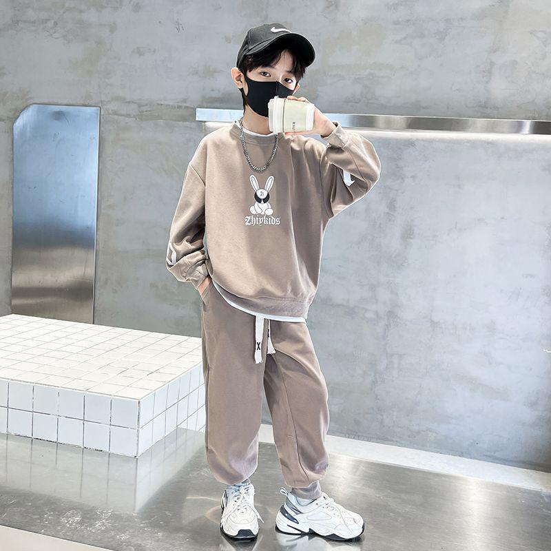 2023 г. Костюм-двойка для мальчиков с мультяшным принтом: Свитшот и спортивные штаны на весну/осень