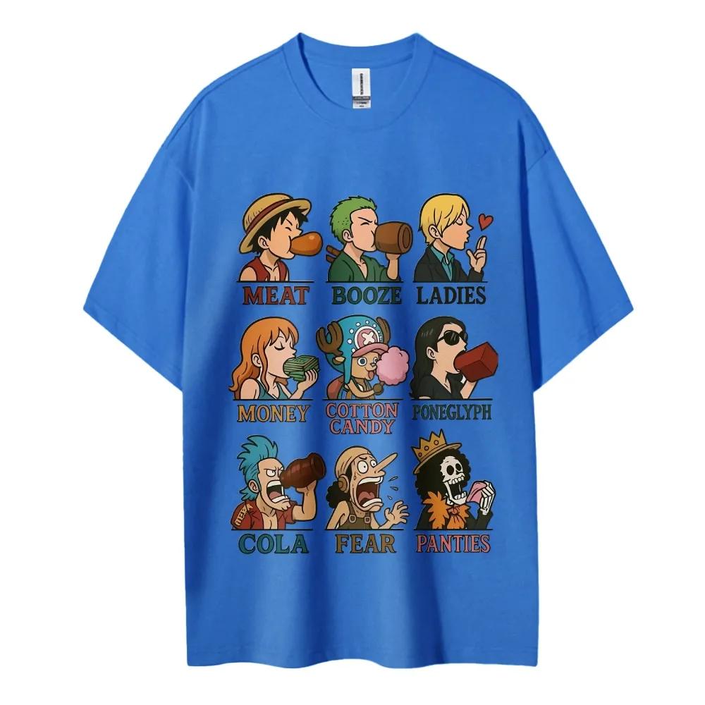 Хлопковая Унисекс Футболка с Круглым Вырезом Аниме One Piece Мужская и Женская Мальчики и Девочки Летняя Новая Мода Дышащая Уличная Футболка