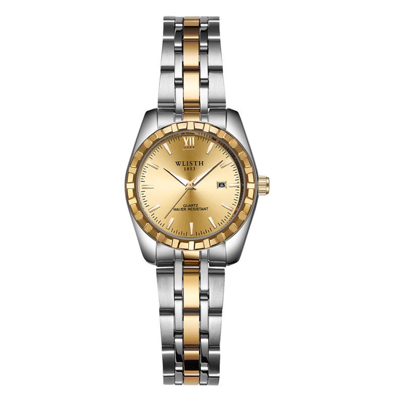 Top Brand Calendar Couple Watch Waterproof Steel Band Student Watch