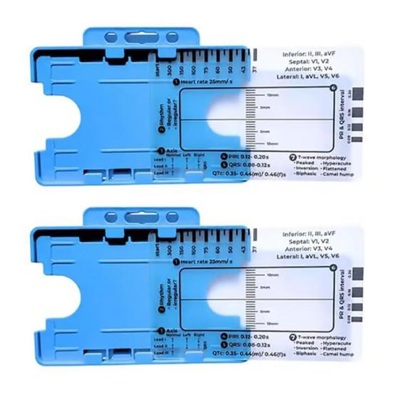 1Pc/1 Set EKG 7 Step Ruler Plastic Electrocardiogram Caliper Measuring Tool Transparent EKG Interpretation Reference Guide Card Measuring Ruler