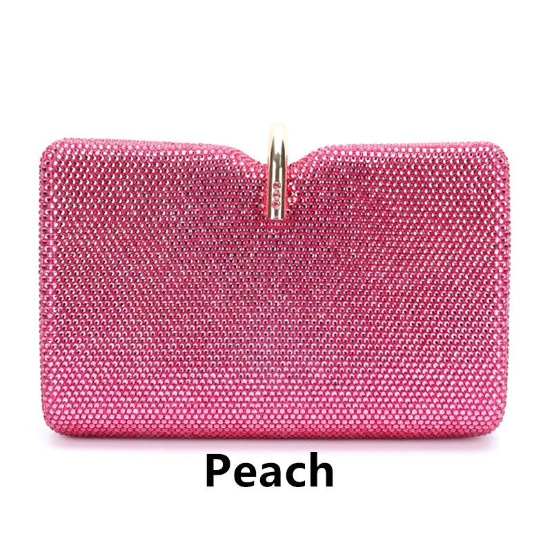 Coffee/Red Crystal Large Evening Clutches Diamond Wedding Purses Rhinestone Party Handbags Silver Bridal Dinner Clutch Bag