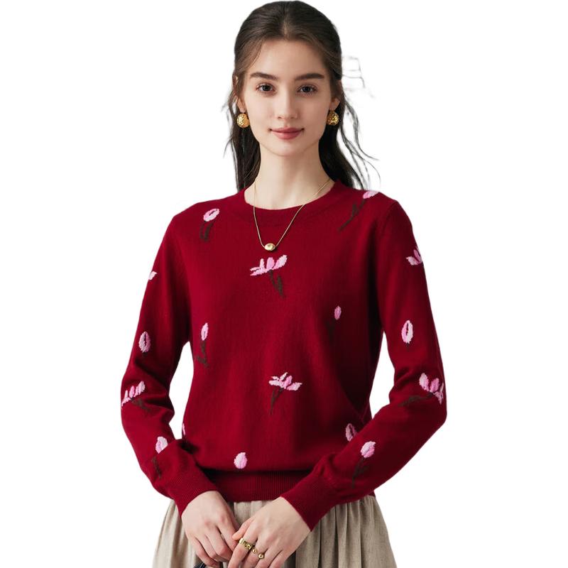 PALUOPO Women's Jacquard Cashmere Sweater