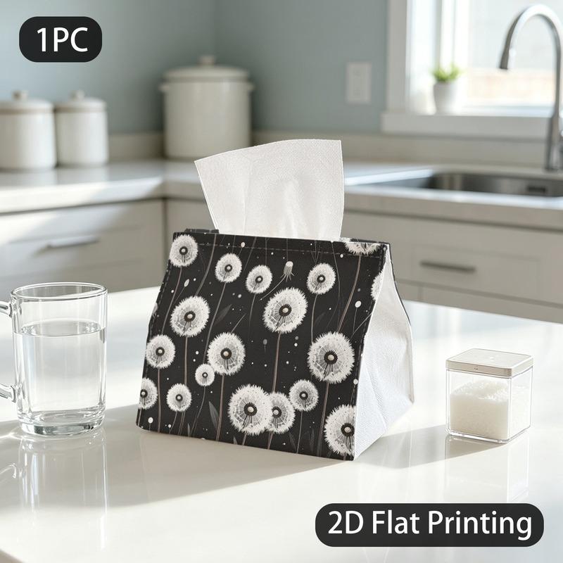 1pc Tissue Box, Modern Minimalist Dandelion Gentle Pattern, 2D Flat Printing, Crafted with Strong Polyester, Take Anywhere, Tissue Pouch, for Nightsta