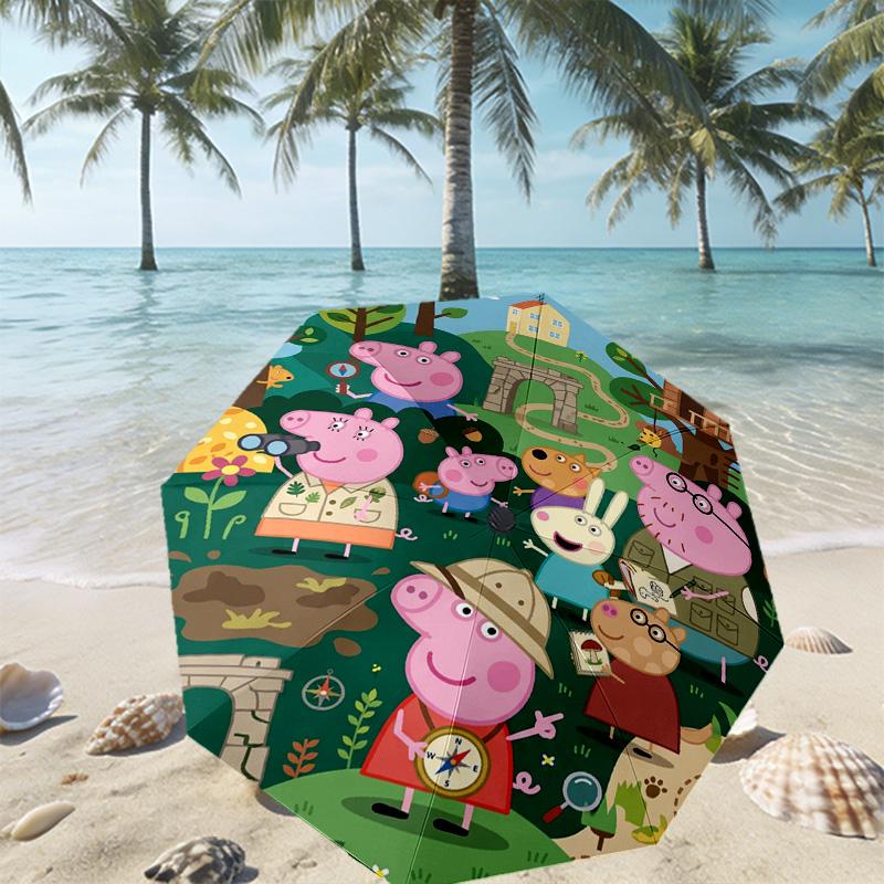 Peppa Pig Print Umbrella Automatic Opening/ Closing - Portable Foldable Design - Daily use for Travel/Outdoor - Gift for Birthday