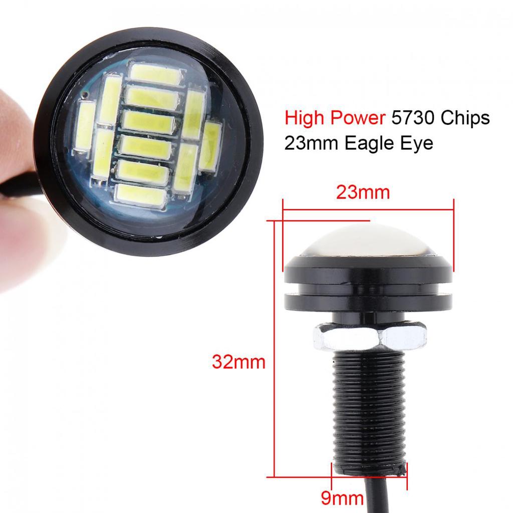 2 / 10 Pcs 23mm White Eagle Eye Light High Power 4014 12SMD 12V Car Fog DRL Bulb Reverse Backup Parking Signal Lamp