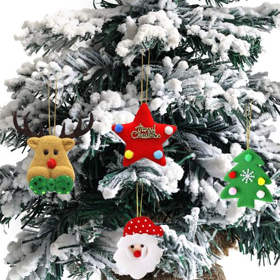 5 шт. подвеска на рождественскую елку плюшевый мини Санта олень елка звезда декор для дома рождественский подвесной аксессуар для праздничной елки домашний декор