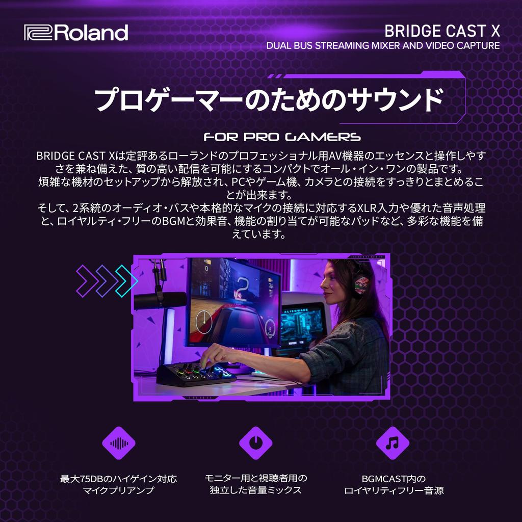Roland Bridge Cast X HDMI Video Capture Gaming DAC AmplifierAudio InterfaceGaming Mixer for Streaming, Compatible with Mac, Windows, Console & Mobile