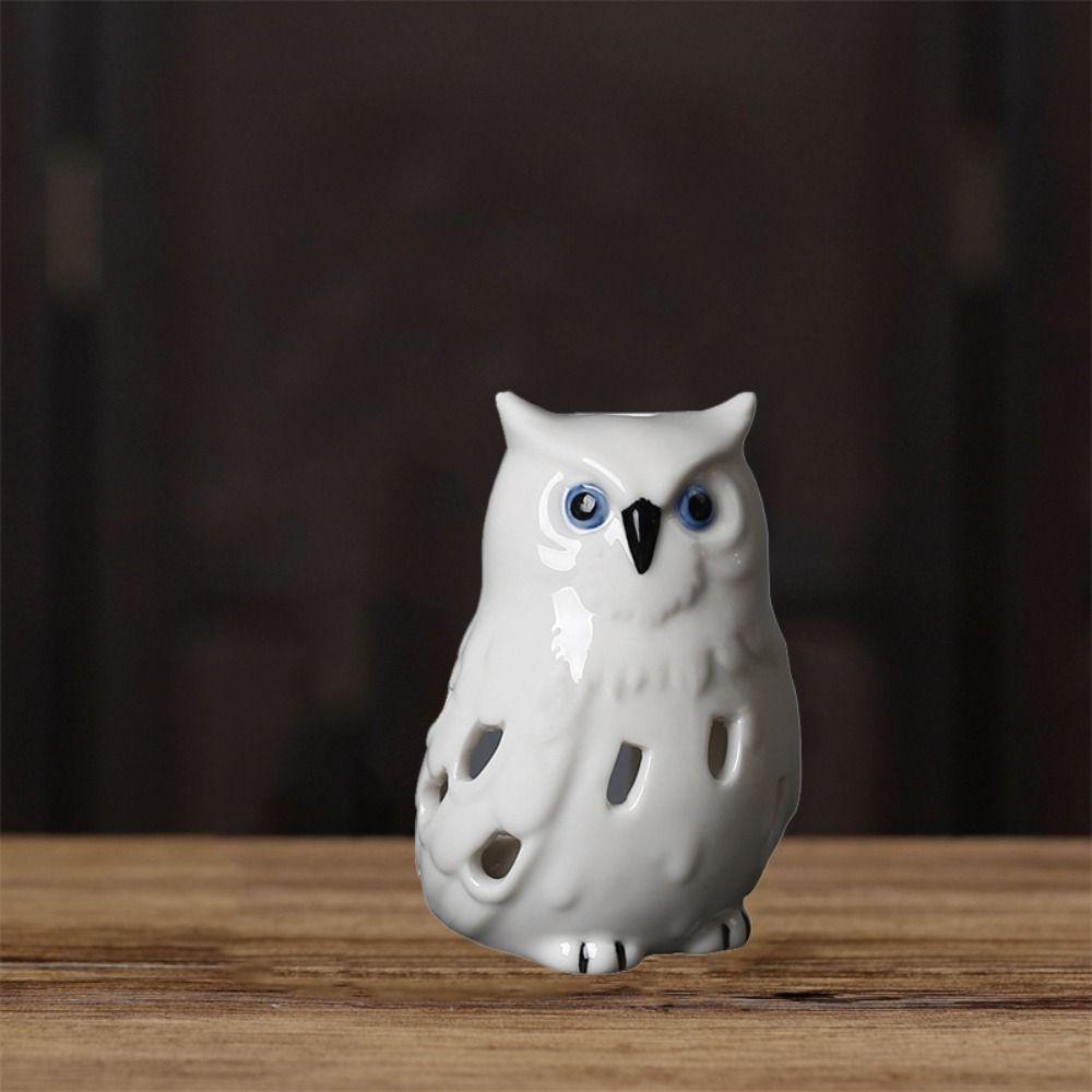 Creative Incense Burner Ceramic Owl Statue Tabletop Ornament Essential Oil Furnace  Party