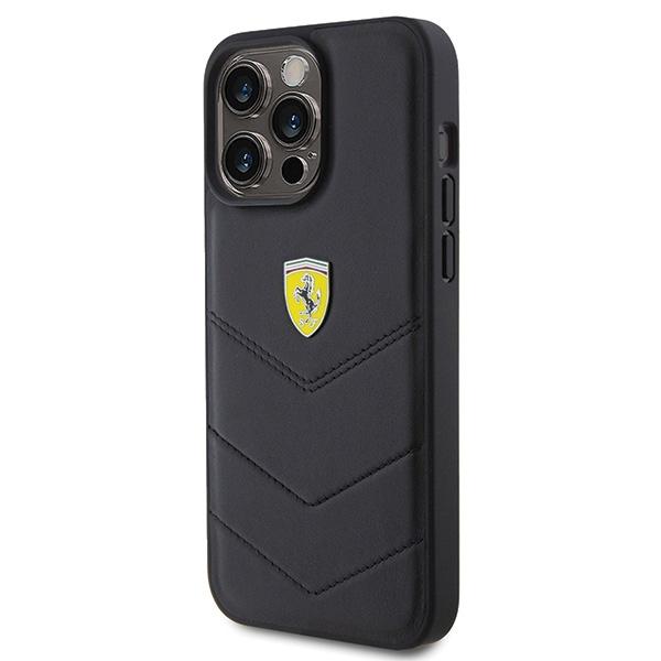 Ferrari Fehcp15Xrduk iPhone 15 Pro Max 6.7 Черный/Black Жесткий чехол Стеганый Металлический логотип