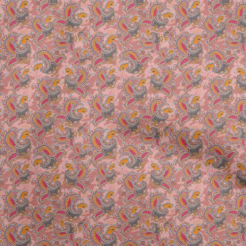 oneOone Cotton Flex Dusty Blue Fabric Kalamkari Sewing Craft Projects Fabric Prints By Yard 40 Inch