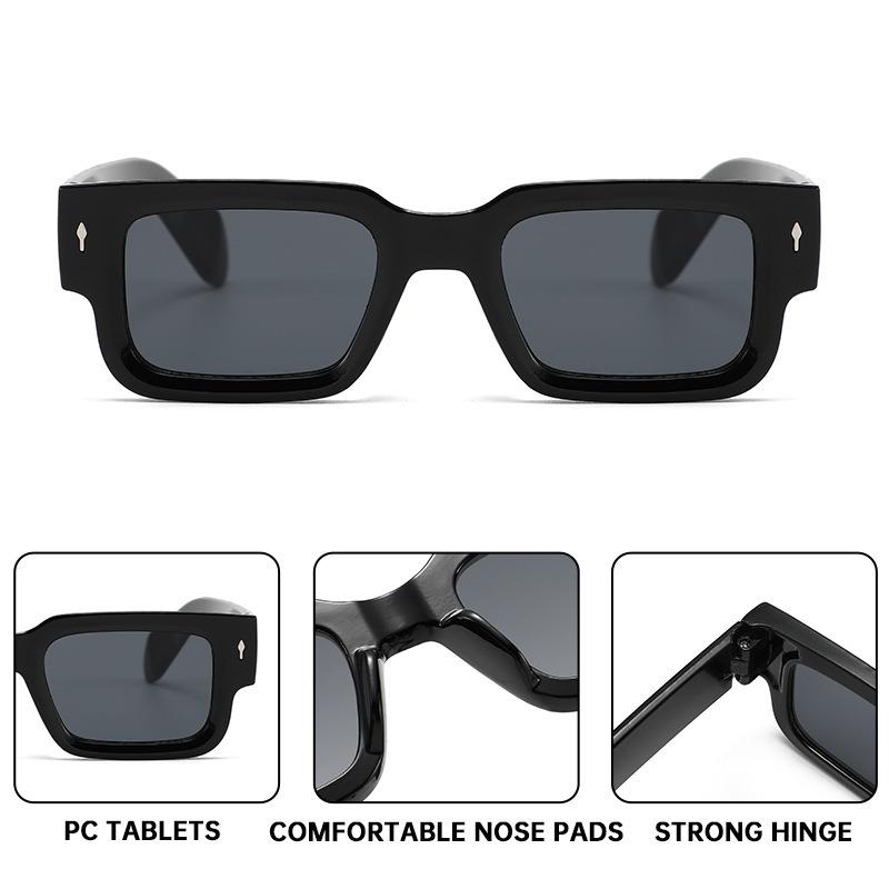 Разноцветные солнцезащитные очки с дужками в виде стрелок и рисовых гвоздиков для женщин, новые квадратные солнцезащитные очки с полной оправой, солнцезащитные очки высокого класса для отпуска для мужчин