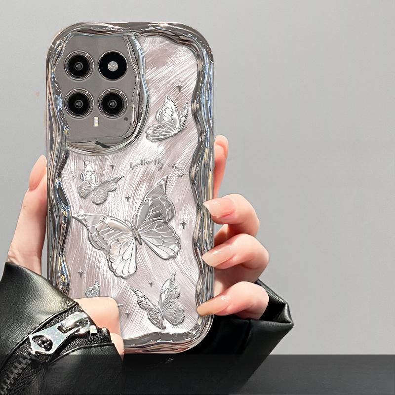 Подходит для Xiaomi 14/13pro Чехол для мобильного телефона Redmi K70/60/50 Перо Пряжа Цепочка с бабочками 12/11 Посеребренный Женский