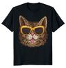 Футболка унисекс с кошачьим лицом в забавных очках