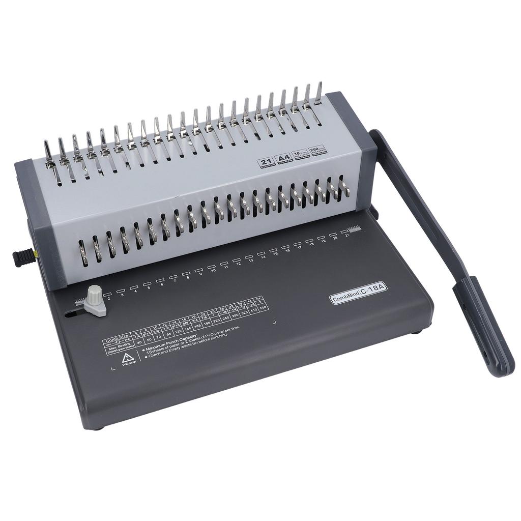 Машина для переплета книг с ручкой, 21 отверстие, формат А5, 250 листов, переплет 18 листов